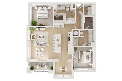 Floor plan for 2 beds, 2 baths, 1275 sqft